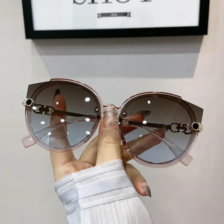 Metal Rimless Gradient Sun Glasses- New Round Sunglasses -Vintage Beach Goggles