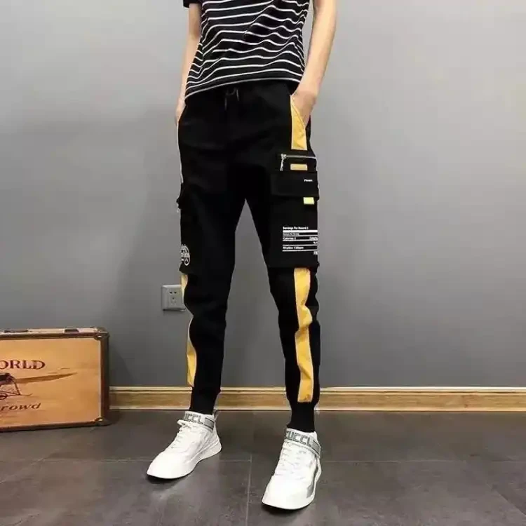***Black Cotton Trendy Super Skinny Rib Trendy Joggers Trouser for Men